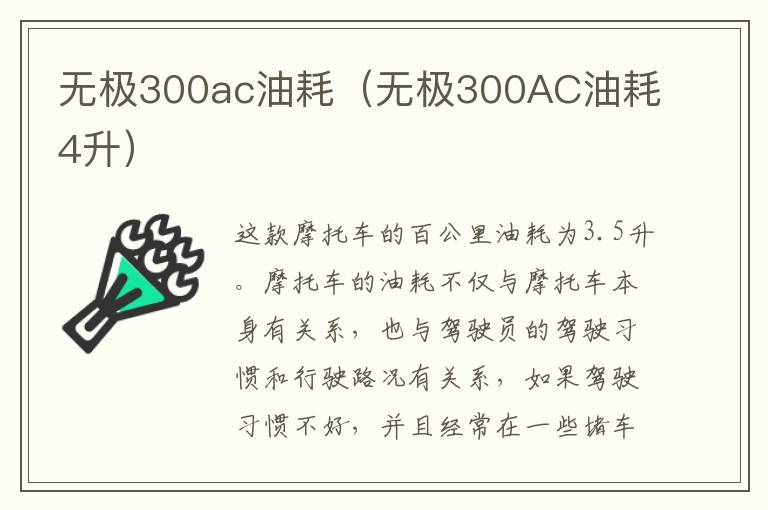 无极300ac油耗（无极300AC油耗4升）