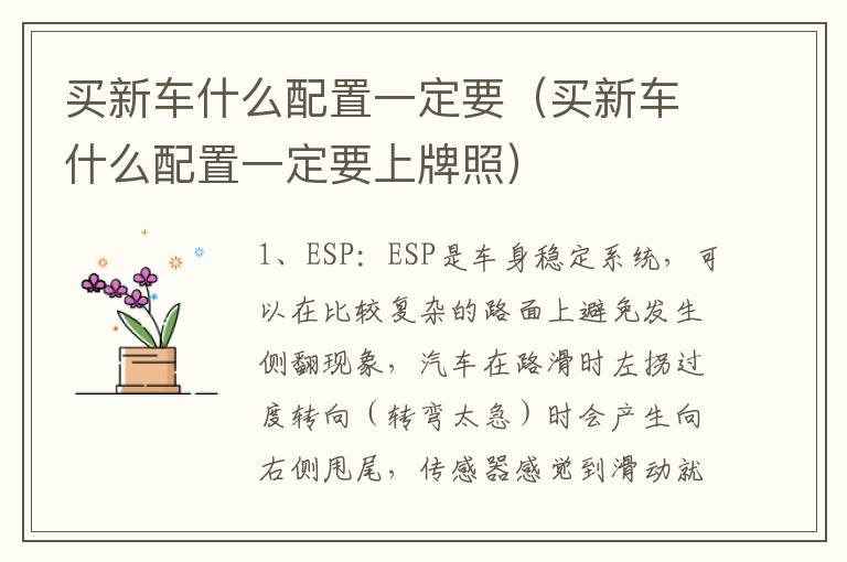 买新车什么配置一定要（买新车什么配置一定要上牌照）