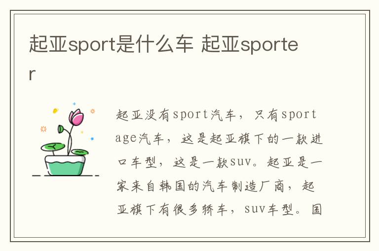 起亚sport是什么车 起亚sporter