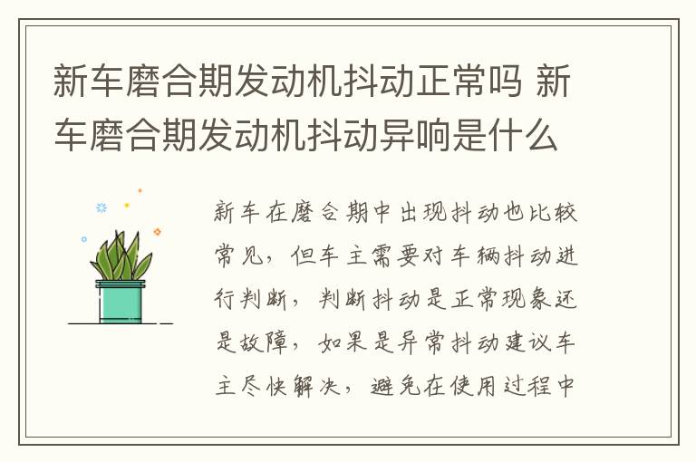 新车磨合期发动机抖动正常吗 新车磨合期发动机抖动异响是什么原因?