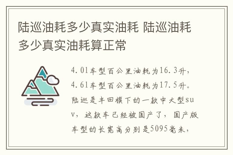 陆巡油耗多少真实油耗 陆巡油耗多少真实油耗算正常