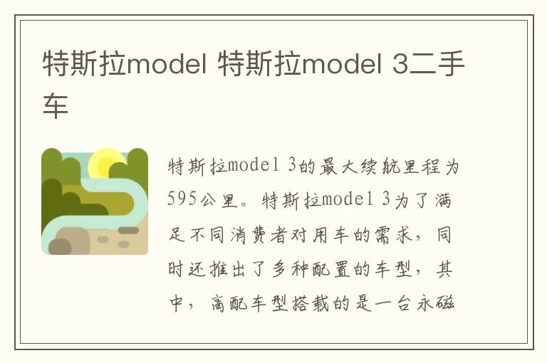 特斯拉model 特斯拉model 3二手车