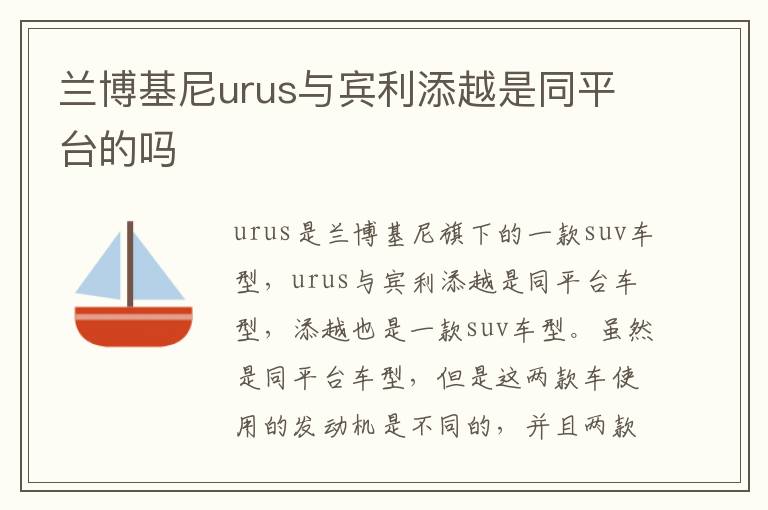 兰博基尼urus与宾利添越是同平台的吗