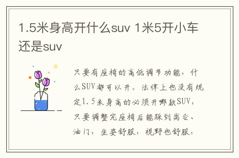 1.5米身高开什么suv 1米5开小车还是suv