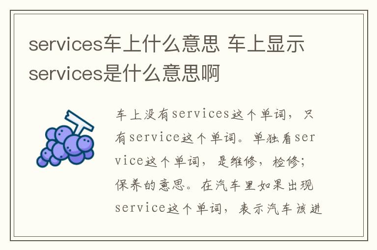 services车上什么意思 车上显示services是什么意思啊