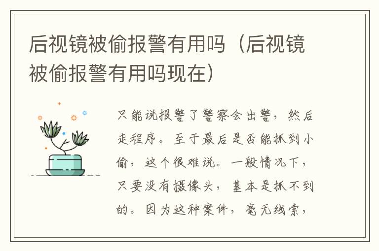 后视镜被偷报警有用吗（后视镜被偷报警有用吗现在）