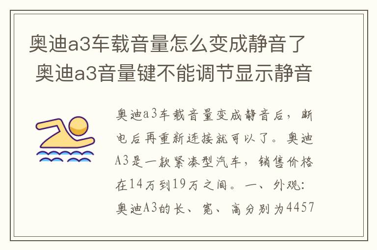 奥迪a3车载音量怎么变成静音了 奥迪a3音量键不能调节显示静音