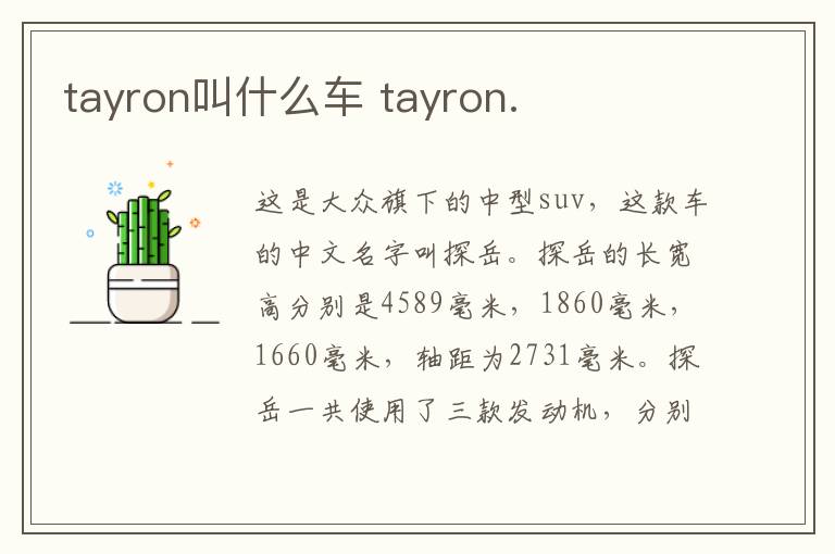 tayron叫什么车 tayron.