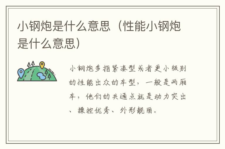 小钢炮是什么意思（性能小钢炮是什么意思）