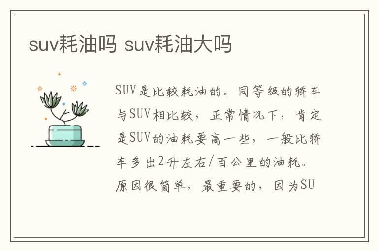 suv耗油吗 suv耗油大吗