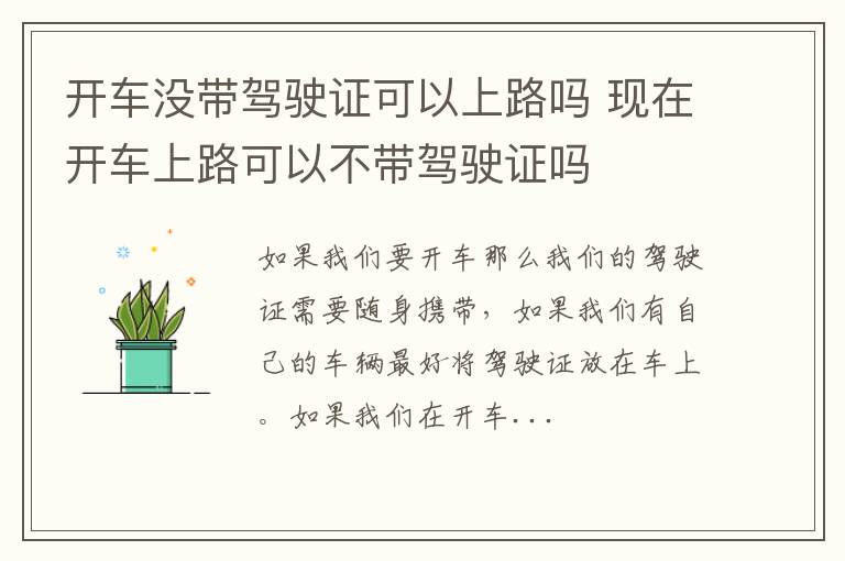 开车没带驾驶证可以上路吗 现在开车上路可以不带驾驶证吗