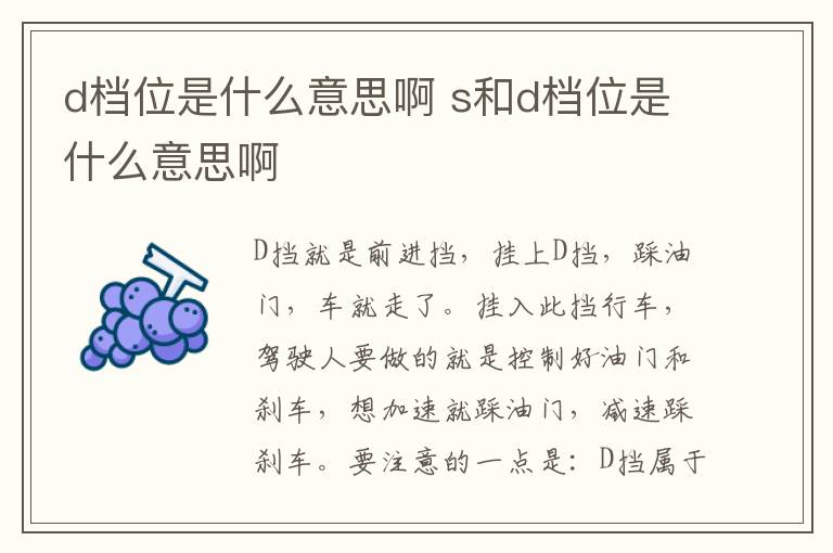 d档位是什么意思啊 s和d档位是什么意思啊