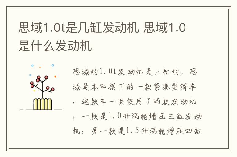 思域1.0t是几缸发动机 思域1.0是什么发动机