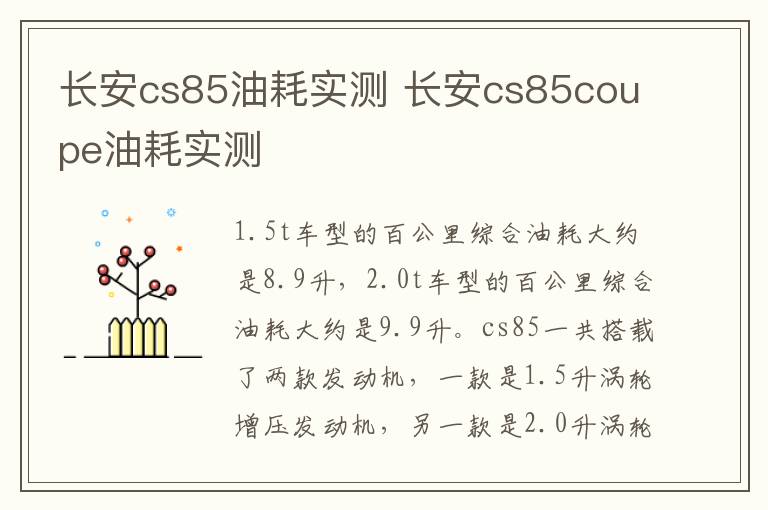 长安cs85油耗实测 长安cs85coupe油耗实测