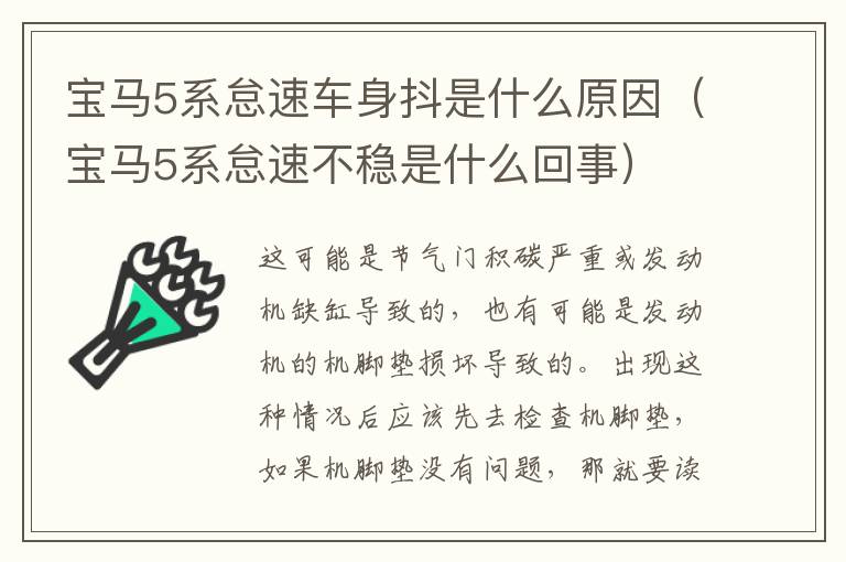 宝马5系怠速车身抖是什么原因（宝马5系怠速不稳是什么回事）