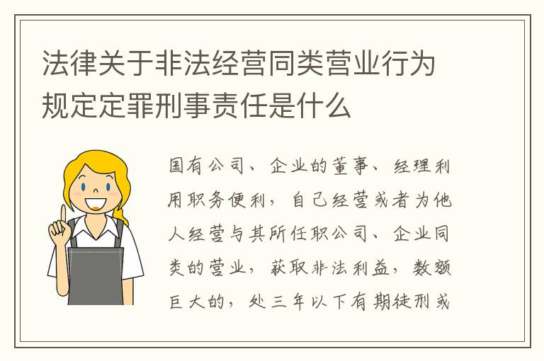 法律关于非法经营同类营业行为规定定罪刑事责任是什么