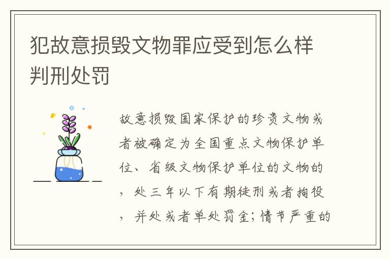 犯故意损毁文物罪应受到怎么样判刑处罚