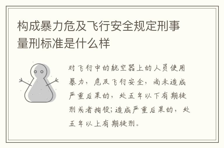 构成暴力危及飞行安全规定刑事量刑标准是什么样