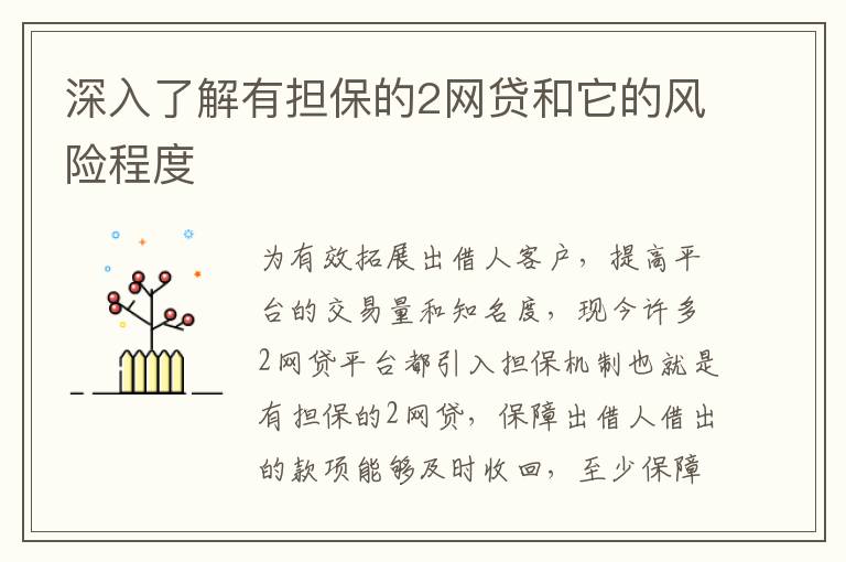 深入了解有担保的2网贷和它的风险程度