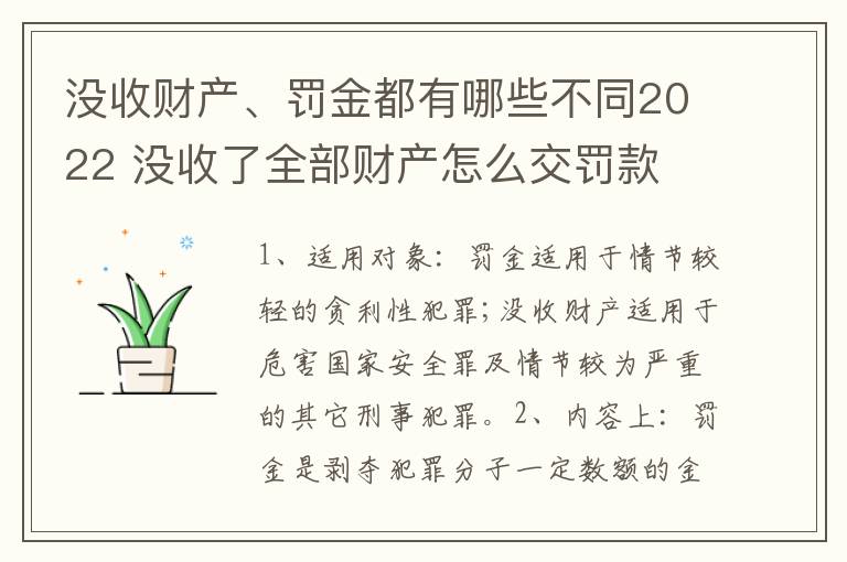 没收财产、罚金都有哪些不同2022 没收了全部财产怎么交罚款