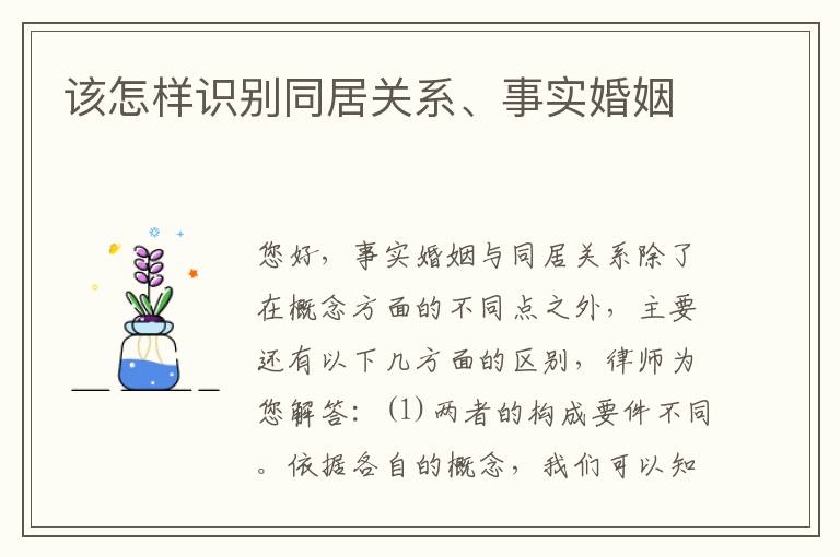 该怎样识别同居关系、事实婚姻