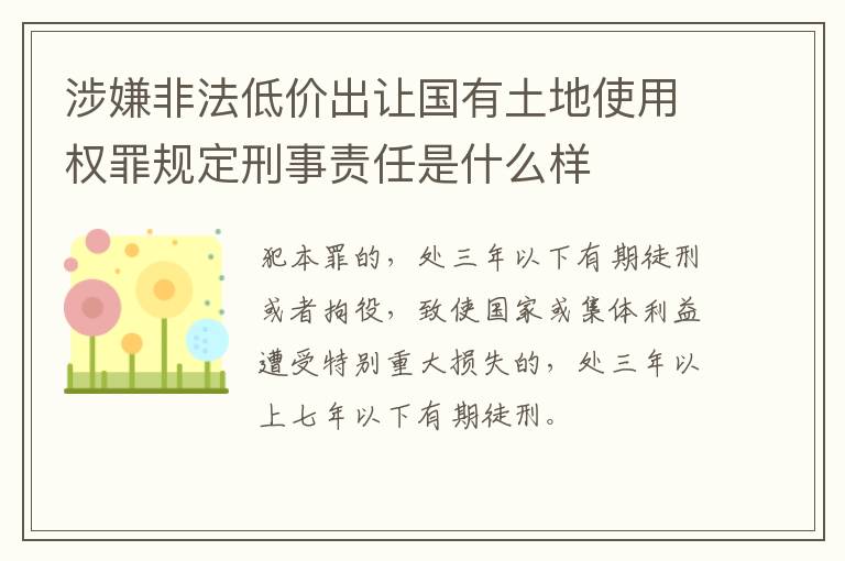 涉嫌非法低价出让国有土地使用权罪规定刑事责任是什么样