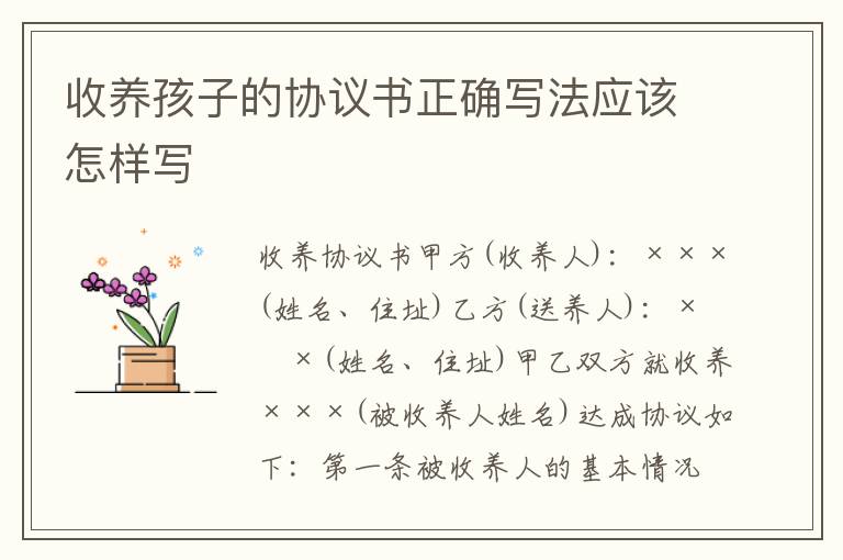 收养孩子的协议书正确写法应该怎样写