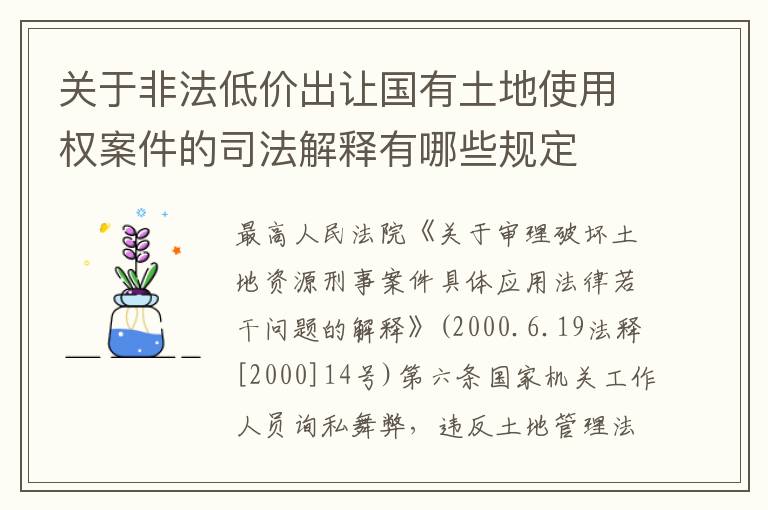 关于非法低价出让国有土地使用权案件的司法解释有哪些规定