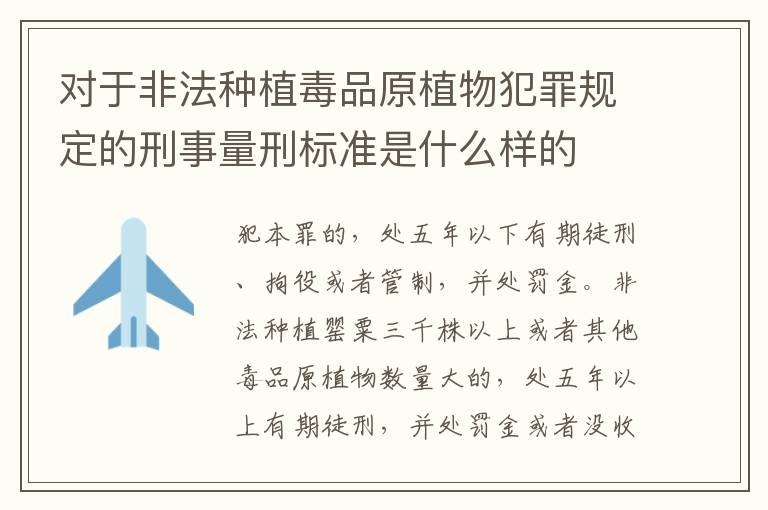 对于非法种植毒品原植物犯罪规定的刑事量刑标准是什么样的