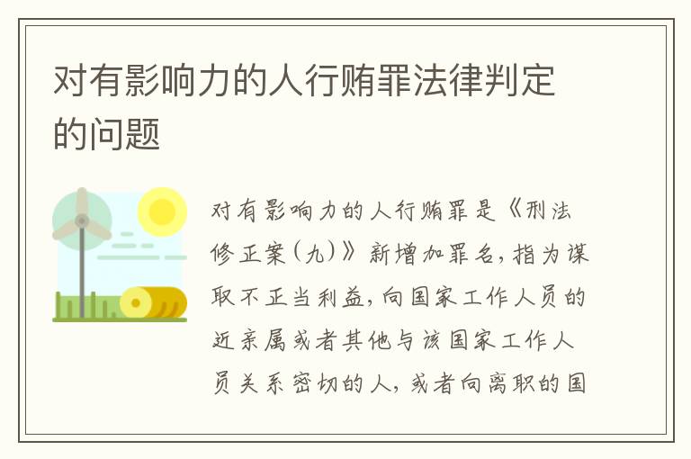 对有影响力的人行贿罪法律判定的问题