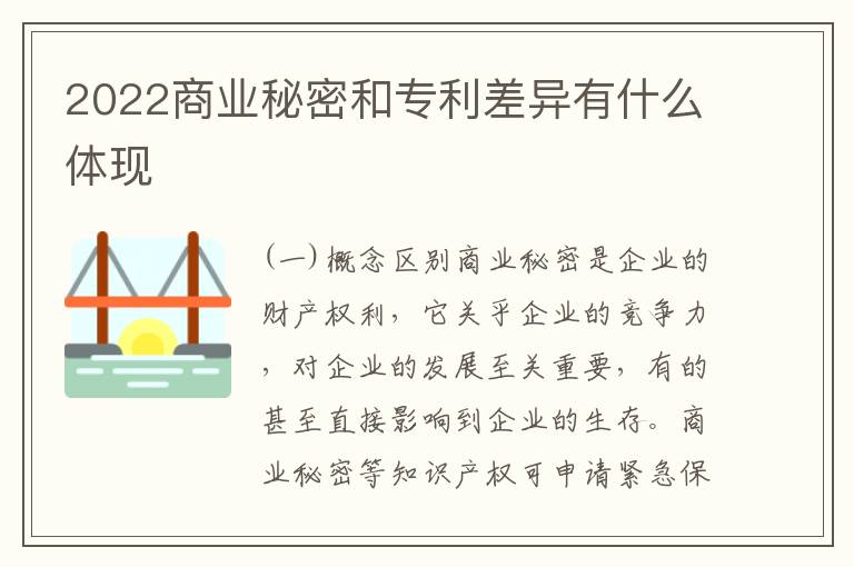 2022商业秘密和专利差异有什么体现