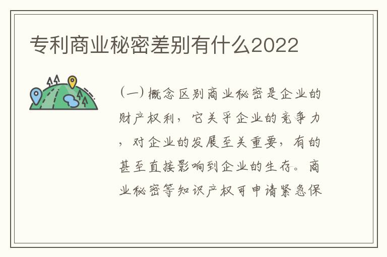 专利商业秘密差别有什么2022