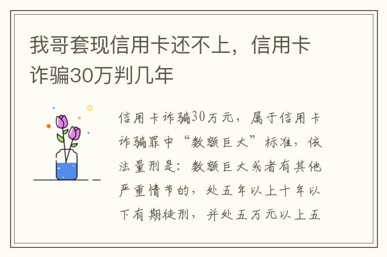 我哥套现信用卡还不上，信用卡诈骗30万判几年