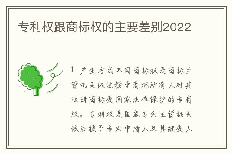 专利权跟商标权的主要差别2022