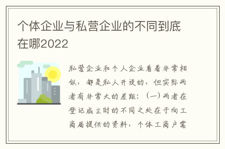 个体企业与私营企业的不同到底在哪2022