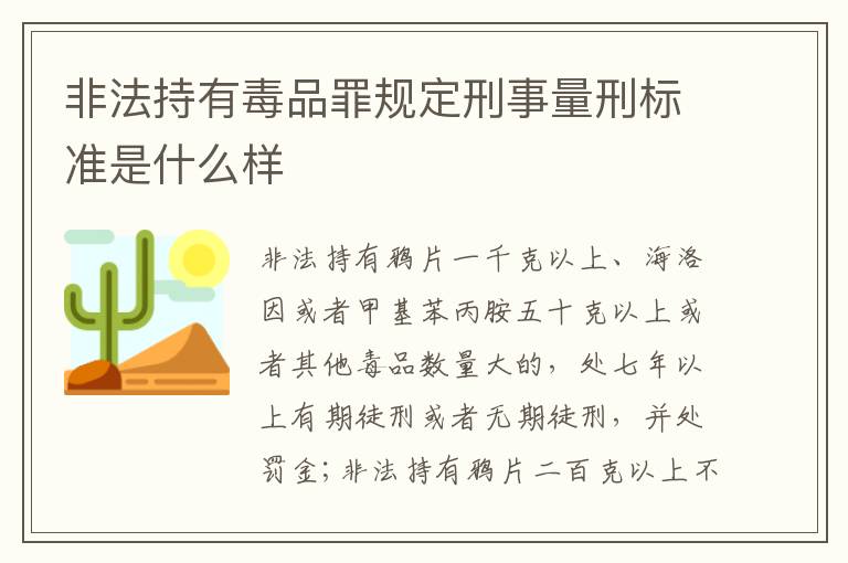 非法持有毒品罪规定刑事量刑标准是什么样