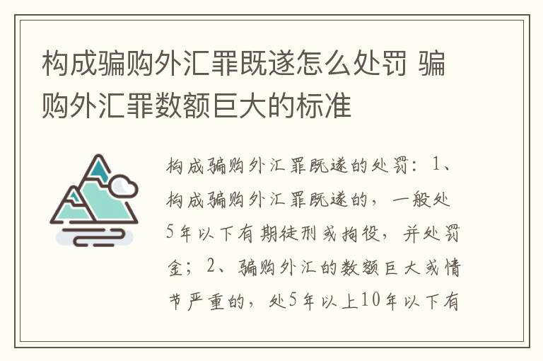 构成骗购外汇罪既遂怎么处罚 骗购外汇罪数额巨大的标准