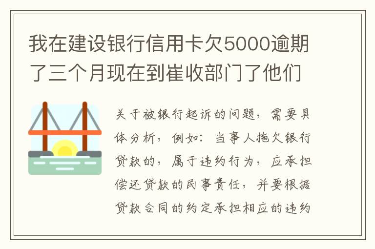 我在建设银行信用卡欠5000逾期了三个月现在到崔收部门了他们要起诉我应该怎么办