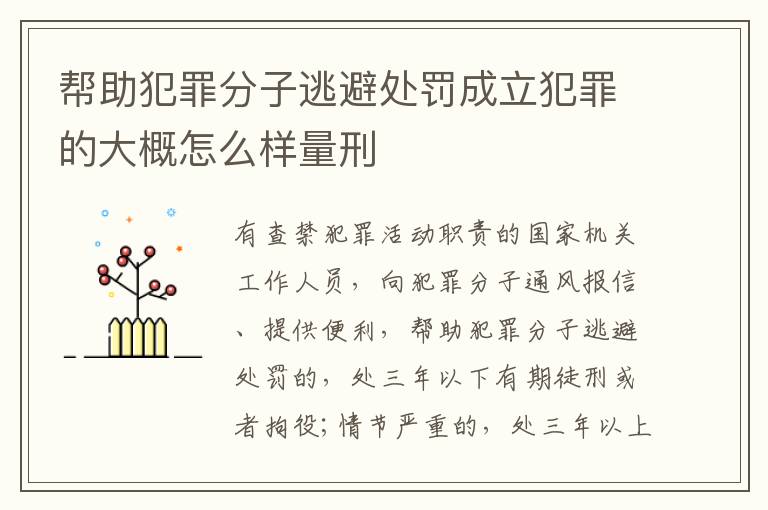 帮助犯罪分子逃避处罚成立犯罪的大概怎么样量刑