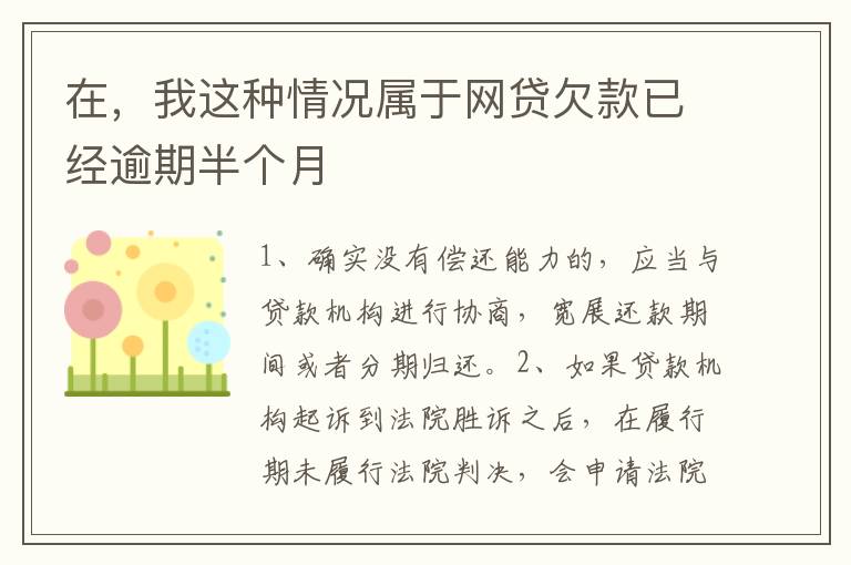 在，我这种情况属于网贷欠款已经逾期半个月