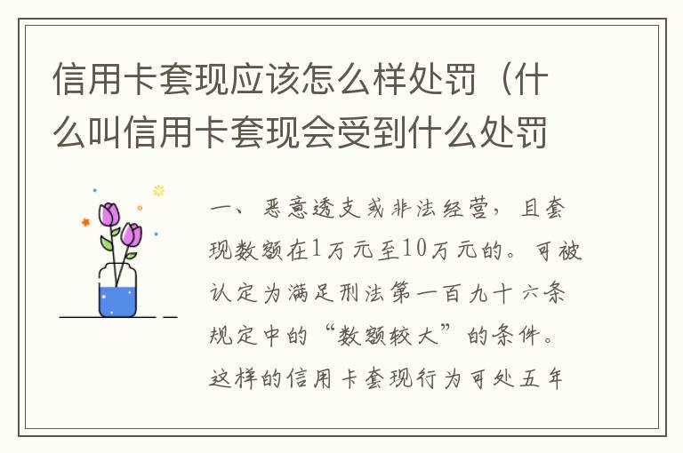 信用卡套现应该怎么样处罚（什么叫信用卡套现会受到什么处罚）