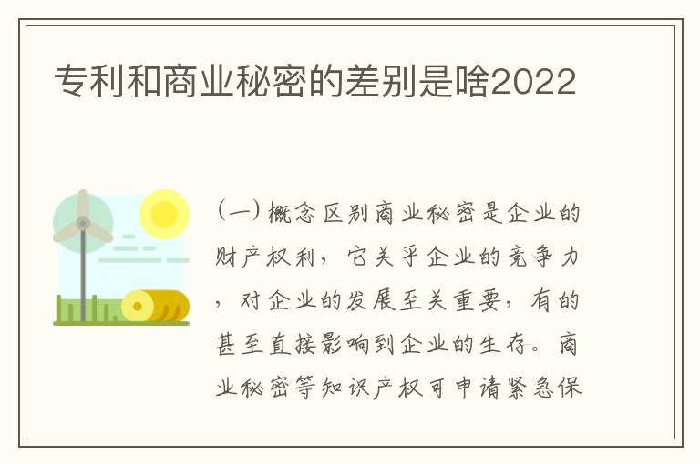 专利和商业秘密的差别是啥2022