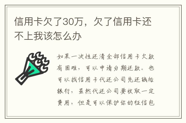 信用卡欠了30万，欠了信用卡还不上我该怎么办