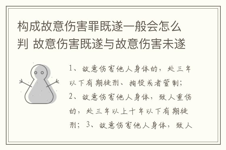 构成故意伤害罪既遂一般会怎么判 故意伤害既遂与故意伤害未遂的界限