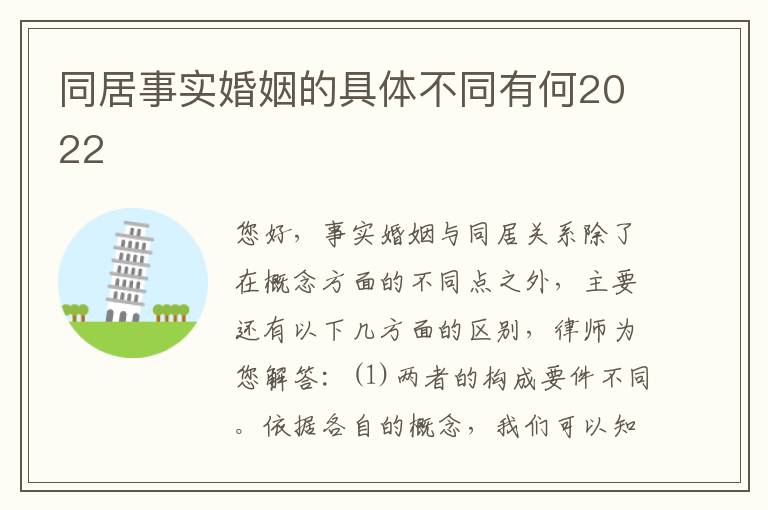 同居事实婚姻的具体不同有何2022