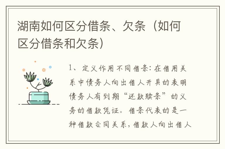 湖南如何区分借条、欠条（如何区分借条和欠条）