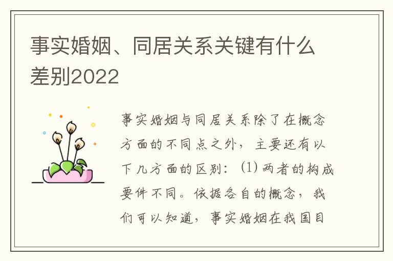 事实婚姻、同居关系关键有什么差别2022