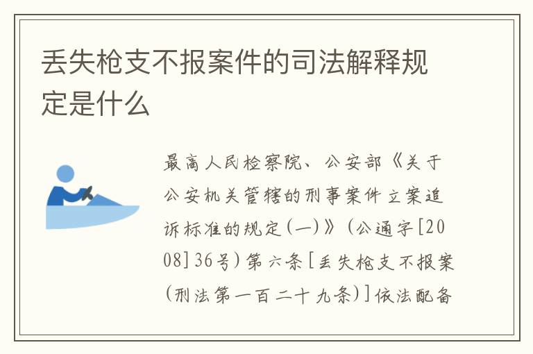 丢失枪支不报案件的司法解释规定是什么