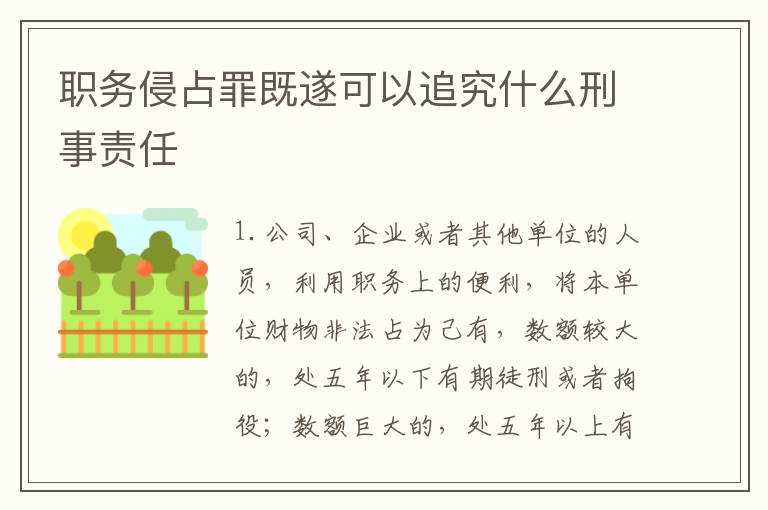 职务侵占罪既遂可以追究什么刑事责任