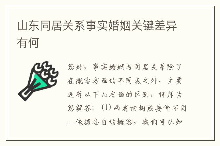 山东同居关系事实婚姻关键差异有何